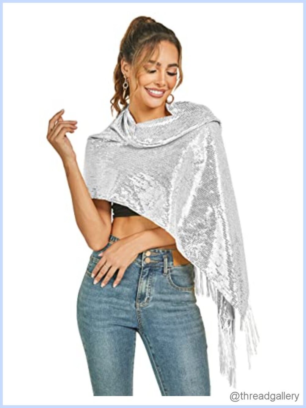 Glitter Sequin Shawl Bandana Party Wrap
